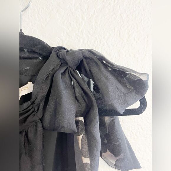 Ramy Brook Claudia floral tie neck sleeveless top black mesh NWT with Sz 8 - Picture 8 of 11